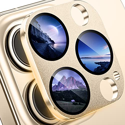 WSKEN für iPhone 13 Pro/iPhone 13 Pro Max Kameraschutz, Matte Einteiliger Aluminiumlegierung Glas Kamera schutz Kratzfestes Cover Zubehör,Gold von WSKEN