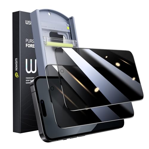 WSKEN für iPhone 15 Pro Max Schutzfolie Sichtschutz - [24 Degree Anti Spy][Auto Dust-Elimination] 9H Härte Privacy Schutzfolie Full Screen Displayschutz Folie,Anti Fingerabdruck,Bläschenfrei,2 Stück von WSKEN