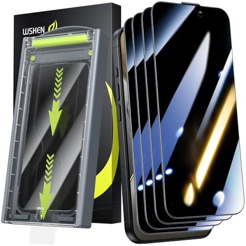 WSKEN für iPhone 16 Pro Max für Panzerglas Sichtschutz - [24°Anti Spy][Auto Dust-Elimination] 9H Härte Privacy Schutzfolie Full Screen Displayschutzfolie,Anti Fingerabdruck,Bläschenfrei,4 Stück von WSKEN