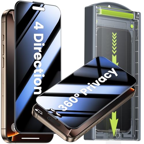 WSKEN für iPhone 16 Pro Max für Panzerglas Sichtschutz - [360°Anti Spy][Auto Dust-Elimination] 9H Härte Privacy Schutzfolie Full Screen Displayschutz Folie,Anti Fingerabdruck,Bläschenfrei,2 Stück von WSKEN