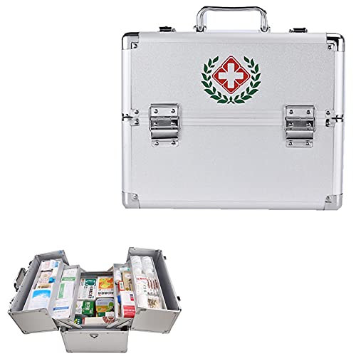 WSMYGS Insulin-Kühlbox, abschließbar, Multi-Tablett, Erste-Hilfe-Box, tragbarer, doppelt offener Notfallkoffer für die Aufbewahrung von Medikamenten, Familien-Aufbewahrungsbox, geeignet für Familie von WSMYGS