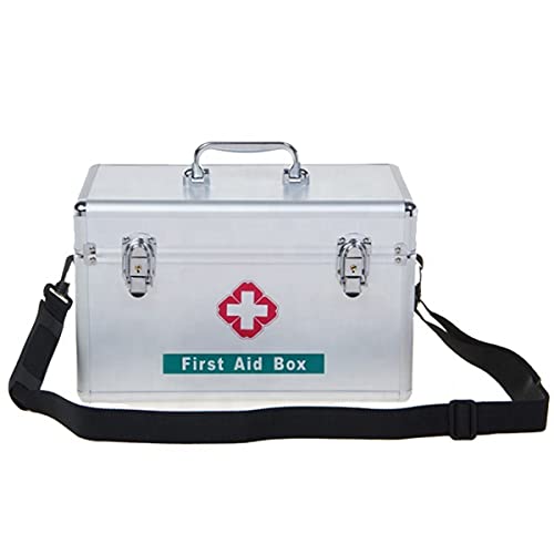 WSMYGS Insulin-Kühlbox, militärische tragbare Metallbox, mit Schultergurt, abschließbares Erste-Hilfe-Box-Schloss, Aufbewahrungsbox für Notfallpakete mit tragbarem Griff für den Arbeitsplatz auf Re von WSMYGS