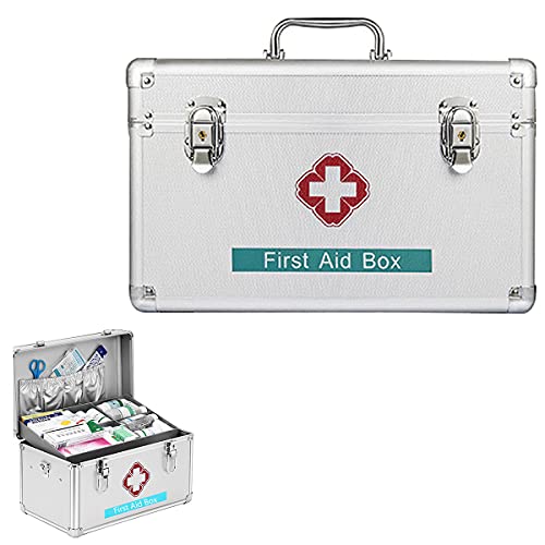 WSMYGS Insulin-Kühlbox, tragbares Erste-Hilfe-Set, Camping-Notfall-Set, enthält herausnehmbares Tablett, multifunktionale Familien-Notfall-Set-Box mit Griff,10-Zoll-Insulinkühler von WSMYGS