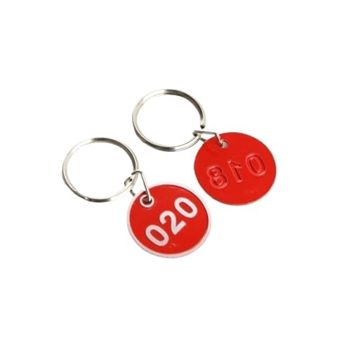 Runde Nummer Schlüsselanhänger 1-50 Zahlenanhänger, Metall-Nummernanhänger, runde nummerierte Schlüsselanhänger(Red 1-50) von WSQHAO