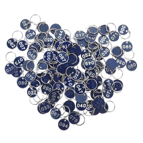 Runde Nummer Schlüsselanhänger 100 Stück Schlüsselanhänger Zahlen von 1 bis 100 Aufbewahrungsnummernschilder Badezimmernummernschild Handschild Hängeschild(Blue) von WSQHAO