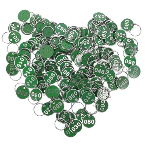 Runde Nummer Schlüsselanhänger 100 Stück Schlüsselanhänger Zahlen von 1 bis 100 Aufbewahrungsnummernschilder Badezimmernummernschild Handschild Hängeschild(Green) von WSQHAO