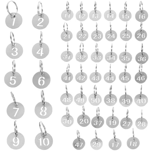 Runde Nummer Schlüsselanhänger 50 Stück Schlüsselanhänger Edelstahl Nummernschild Runde Nummerierte Tags Spender Runde Nummer Schlüsselanhänger 50 Stück Schlüsselanhänger Edelstahl Nummernschild Runde Nummerierte Tags Spender von WSQHAO