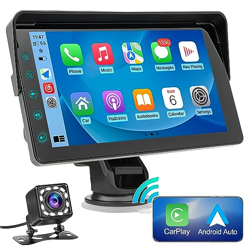 2024 Newest Wireless Apple Carplay&Android Auto,Portable TouchScreen Automatic Multimedia Player,Autoradio with Mirror Link/Siri/FM/1080p Backup Camera/Bluetooth/GPS/Navigation Screen for All Vehicles von WSRADIOKITS