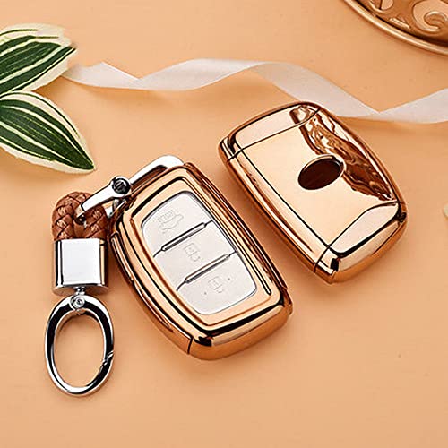 WSWJDW TPU Autoschlüssel Hülle Schlüsselbund Ring Schlüsseltasche, passend für Hyundai Creta I10 I20 Tucson Elantra Santa Fe 2016 2017 2018,Gold mit schlüsselanhänger WSWJDW TPU Autoschlüssel Hülle Schlüsselbund Ring Schlüsseltasche, passend für Hyundai Creta I10 I20 Tucson Elantra Santa Fe 2016 2017 2018,Gold mit schlüsselanhänger von WSWJDW