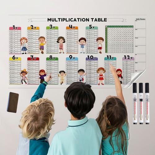 Pädagogische trocken abwischbare Farbmultiplikation for Kinder, wiederverwendbare Mathematiktafeln, trocken abwischbare Tafel for die Tür, Selbstkontroll-Lernhilfen for zu Hause im Klassenzimmer(1pcs) von WSXKA
