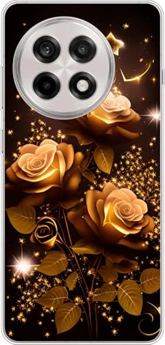 WUACYEAMING Hülle für OnePlus Ace 5 Pro,Aesthetic Motiv Weiche Silikon Muster TPU Bumper Stoßfest Schutzhülle Transparent Mädchen mit Cover HandyHülle case Pattern-(Goldene Blume) von WUACYEAMING