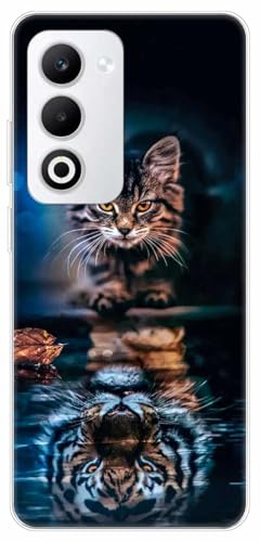 WUACYEAMING Hülle für Oppo K13X 5G,Aesthetic Motiv Weiche Silikon Muster TPU Bumper Stoßfest Schutzhülle Transparent Mädchen mit Cover HandyHülle case Pattern-(Katzentiger) von WUACYEAMING