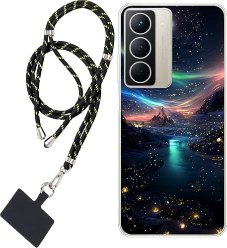 WUACYEAMING Hülle für REALME NARZO 80X 5G,Mode Chic Muster Ultra Dünn TPU Silikon Schutzhülle Slim Case Cover Berglandschaften+1*Tragbares Universal-Lanyard von WUACYEAMING