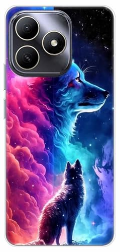 WUACYEAMING Hülle für WIKO HI Enjoy 80S,Aesthetic Motiv Weiche Silikon Muster TPU Bumper Stoßfest Schutzhülle Transparent Mädchen mit Cover HandyHülle case Pattern-(Wolf) von WUACYEAMING