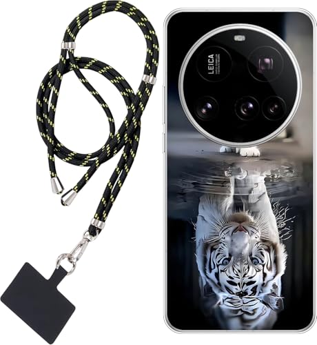 WUACYEAMING Hülle für XIAOMI 15 Ultra,Mode Chic Muster Ultra Dünn TPU Silikon Schutzhülle Slim Case Cover Katze und Tiger Weißer Tiger+1*Tragbares Universal-Lanyard von WUACYEAMING