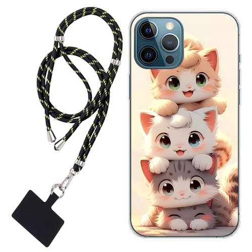 WUACYEAMING Hülle für iPhone 12 Pro Max,Mode Chic Muster Ultra Dünn TPU Silikon Schutzhülle Slim Case Cover Niedliche Katze mit großen Augen+1*Tragbares Universal-Lanyard WUACYEAMING Hülle für iPhone 12 Pro Max,Mode Chic Muster Ultra Dünn TPU Silikon Schutzhülle Slim Case Cover Niedliche Katze mit großen Augen+1*Tragbares Universal-Lanyard von WUACYEAMING