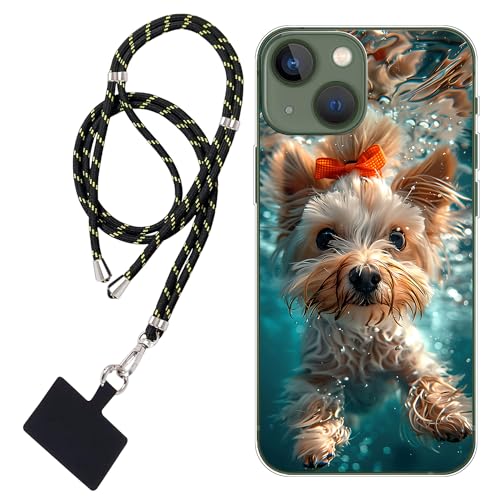 WUACYEAMING Hülle für iPhone 13 Mini,Mode Chic Muster Ultra Dünn TPU Silikon Schutzhülle Slim Case Cover Schwimmender niedlicher Hund+1*Tragbares Universal-Lanyard WUACYEAMING Hülle für iPhone 13 Mini,Mode Chic Muster Ultra Dünn TPU Silikon Schutzhülle Slim Case Cover Schwimmender niedlicher Hund+1*Tragbares Universal-Lanyard von WUACYEAMING