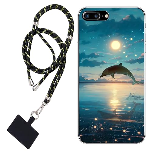 WUACYEAMING Hülle für iPhone 7 Plus/8 Plus,Mode Chic Muster Ultra Dünn TPU Silikon Schutzhülle Slim Case Cover Delphin Sonnenuntergang+1*Tragbares Universal-Lanyard WUACYEAMING Hülle für iPhone 7 Plus/8 Plus,Mode Chic Muster Ultra Dünn TPU Silikon Schutzhülle Slim Case Cover Delphin Sonnenuntergang+1*Tragbares Universal-Lanyard von WUACYEAMING
