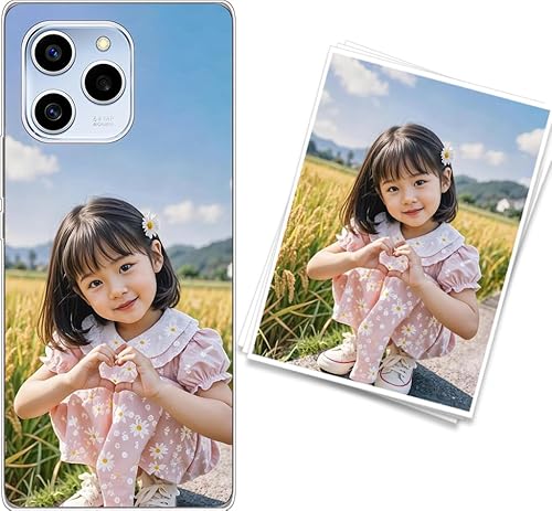 WUACYEAMING Personalisierte Handyhülle kompatibel mit Honor 60 SE Transparentes Slim Case aus Silikon TPU zum Selbstgestalten mit Foto Text Militärischer Fallschutz von WUACYEAMING