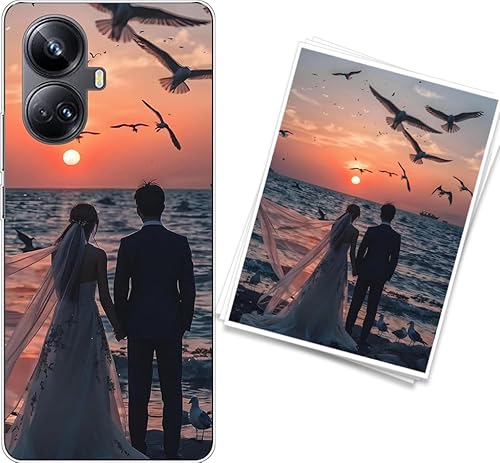 WUACYEAMING Personalisierte Handyhülle kompatibel mit Realme 10 Pro+ Transparentes Slim Case aus Silikon TPU zum Selbstgestalten mit Foto Text Militärischer Fallschutz von WUACYEAMING