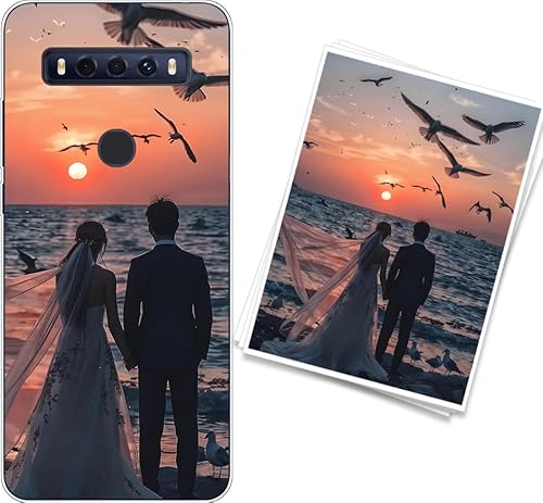 WUACYEAMING Personalisierte Handyhülle kompatibel mit TCL 10 SE Transparentes Slim Case aus Silikon TPU zum Selbstgestalten mit Foto Text Militärischer Fallschutz von WUACYEAMING