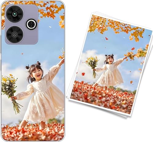 WUACYEAMING Personalisierte Handyhülle kompatibel mit XIAOMI Poco M6 Plus 5G Transparentes Slim Case aus Silikon TPU zum Selbstgestalten mit Foto Text Militärischer Fallschutz von WUACYEAMING