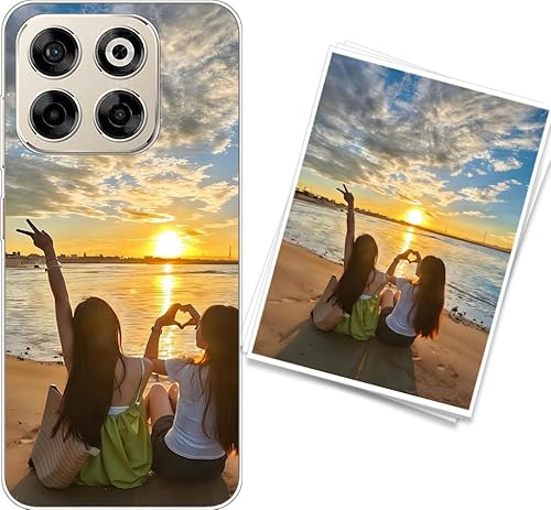 WUACYEAMING Personalisierte Handyhülle kompatibel mit ZTE Blade V70 Transparentes Slim Case aus Silikon TPU zum Selbstgestalten mit Foto Text Militärischer Fallschutz von WUACYEAMING