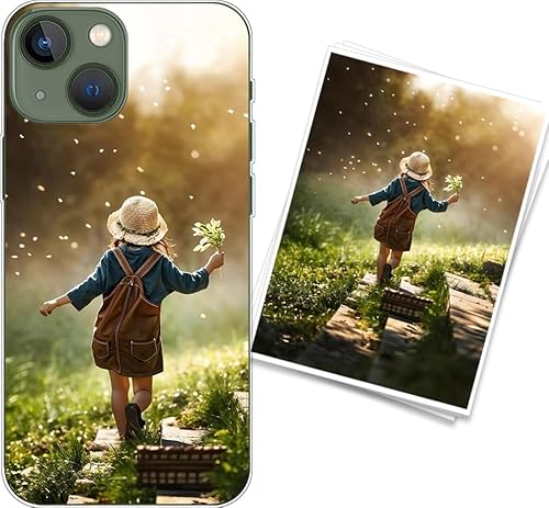 WUACYEAMING Personalisierte Handyhülle kompatibel mit iPhone 13 Mini Transparentes Slim Case aus Silikon TPU zum Selbstgestalten mit Foto Text Militärischer Fallschutz von WUACYEAMING