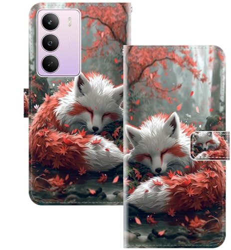WUACYEAMING für Oppo RENO14 Hülle Premium PU Leder Flip Klappbare Stoßfeste Magnetische Schutzhülle Tasche mit Kartenfach Geld Slot Ständer Schlaffuchs von WUACYEAMING