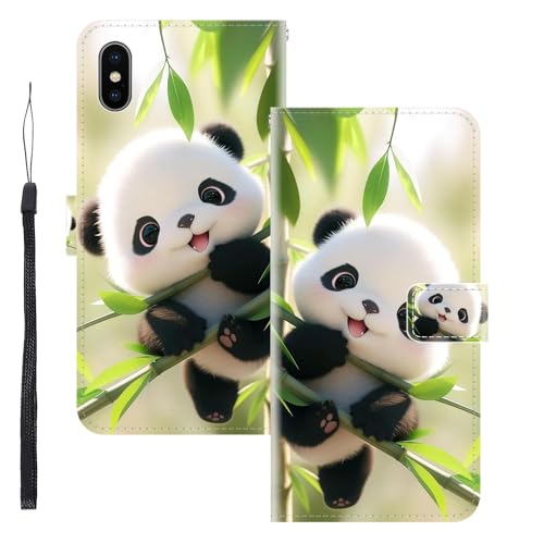 WUACYEAMING für iPhone X/XS Hülle Premium PU Leder Flip Klappbare Stoßfeste Magnetische Schutzhülle Tasche mit Kartenfach Geld Slot Ständer Panda WUACYEAMING für iPhone X/XS Hülle Premium PU Leder Flip Klappbare Stoßfeste Magnetische Schutzhülle Tasche mit Kartenfach Geld Slot Ständer Panda von WUACYEAMING