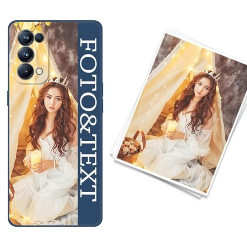 WUACYEAMING kompatibel mit Oppo Reno5 Pro 5G Personalisierte Handyhülle,Personalisiert Hülle mit Selbst Gestalten Eigenem Bild Text Foto Flüssigem Silikon Schutzhülle blau von WUACYEAMING