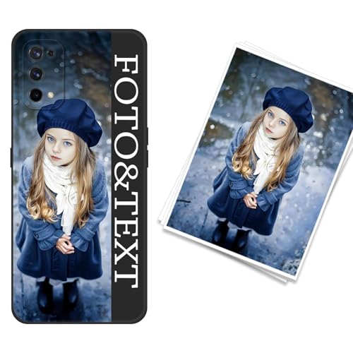 WUACYEAMING kompatibel mit Realme X7/Realme Q2 Pro Personalisierte Handyhülle,Personalisiert Hülle mit Selbst Gestalten Eigenem Bild Text Foto Flüssigem Silikon Schutzhülle Grauschwarz von WUACYEAMING
