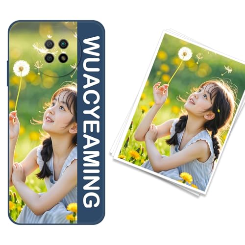 WUACYEAMING kompatibel mit Redmi Note 9T 5G Personalisierte Handyhülle,Personalisiert Hülle mit Selbst Gestalten Eigenem Bild Text Foto Flüssigem Silikon Schutzhülle blau von WUACYEAMING