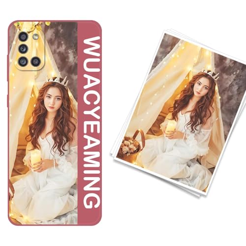 WUACYEAMING kompatibel mit Samsung Galaxy A31 Personalisierte Handyhülle,Personalisiert Hülle mit Selbst Gestalten Eigenem Bild Text Foto Flüssigem Silikon Schutzhülle Rot von WUACYEAMING