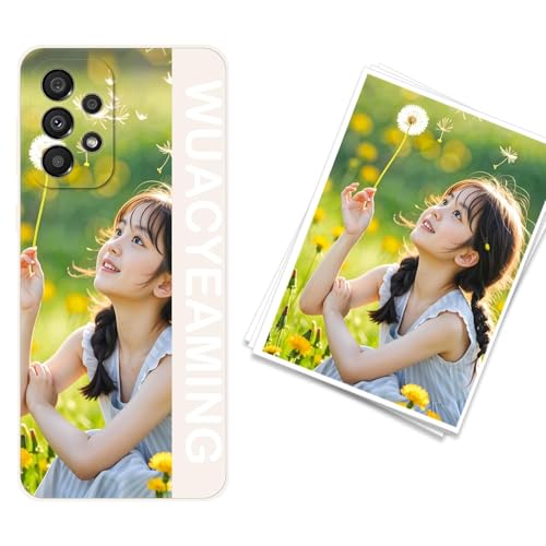 WUACYEAMING kompatibel mit Samsung Galaxy A33 5G Personalisierte Handyhülle,Personalisiert Hülle mit Selbst Gestalten Eigenem Bild Text Foto Flüssigem Silikon Schutzhülle Weiß von WUACYEAMING