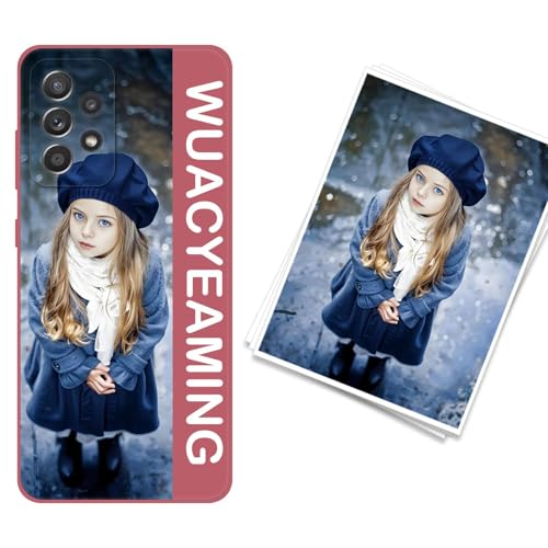 WUACYEAMING kompatibel mit Samsung Galaxy A52s 5G Personalisierte Handyhülle,Personalisiert Hülle mit Selbst Gestalten Eigenem Bild Text Foto Flüssigem Silikon Schutzhülle Rot von WUACYEAMING