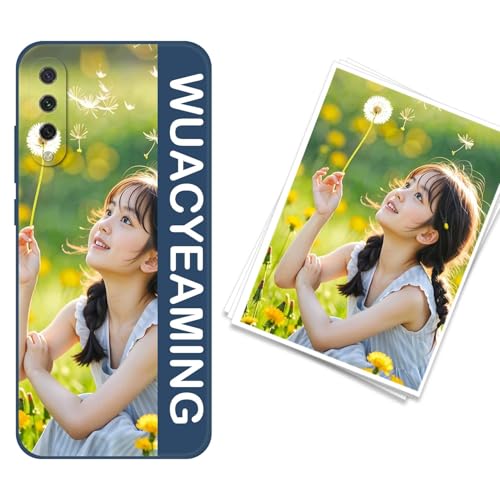 WUACYEAMING kompatibel mit Xiaomi Mi A3 Personalisierte Handyhülle,Personalisiert Hülle mit Selbst Gestalten Eigenem Bild Text Foto Flüssigem Silikon Schutzhülle blau von WUACYEAMING