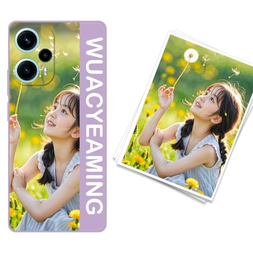 WUACYEAMING kompatibel mit Xiaomi Poco F5 Personalisierte Handyhülle,Personalisiert Hülle mit Selbst Gestalten Eigenem Bild Text Foto Flüssigem Silikon Schutzhülle Lila von WUACYEAMING