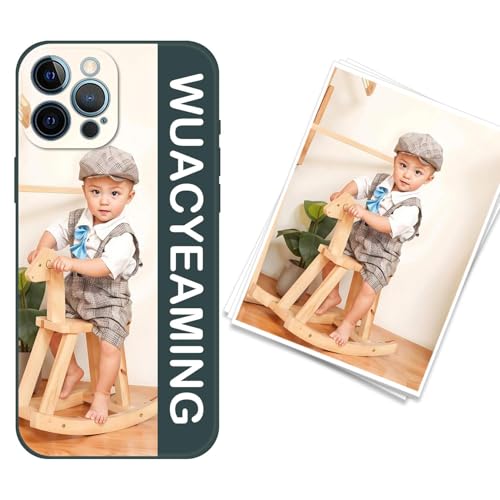 WUACYEAMING kompatibel mit iPhone 12 Pro Max Personalisierte Handyhülle,Personalisiert Hülle mit Selbst Gestalten Eigenem Bild Text Foto Flüssigem Silikon Schutzhülle grüner von WUACYEAMING
