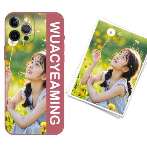 WUACYEAMING kompatibel mit iPhone 12 Pro Personalisierte Handyhülle,Personalisiert Hülle mit Selbst Gestalten Eigenem Bild Text Foto Flüssigem Silikon Schutzhülle Rot von WUACYEAMING