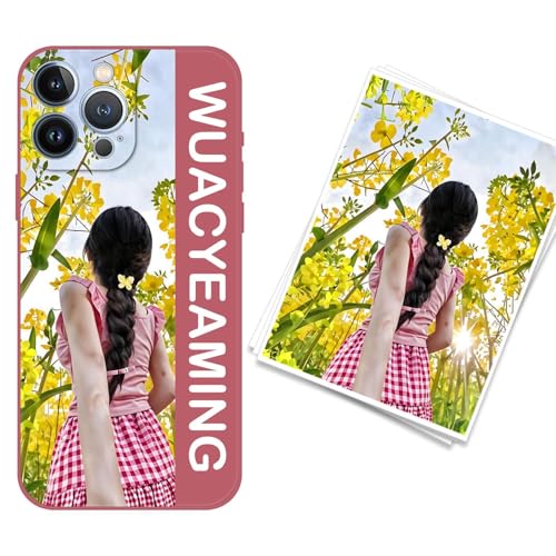 WUACYEAMING kompatibel mit iPhone 13 Pro Max Personalisierte Handyhülle,Personalisiert Hülle mit Selbst Gestalten Eigenem Bild Text Foto Flüssigem Silikon Schutzhülle Rot von WUACYEAMING