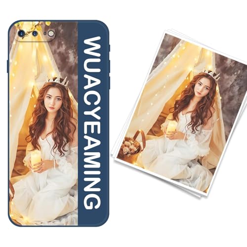 WUACYEAMING kompatibel mit iPhone 7 Plus/8 Plus Personalisierte Handyhülle,Personalisiert Hülle mit Selbst Gestalten Eigenem Bild Text Foto Flüssigem Silikon Schutzhülle blau von WUACYEAMING