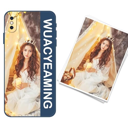 WUACYEAMING kompatibel mit iPhone XS Max Personalisierte Handyhülle,Personalisiert Hülle mit Selbst Gestalten Eigenem Bild Text Foto Flüssigem Silikon Schutzhülle blau von WUACYEAMING