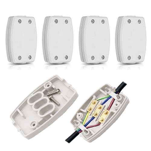 4 elektrische Stecker, 3-Terminal-elektrische Anschlussdose, 13 A 250 V Oberflächen-Verkabelungskabel-Stecker, für Außenbeleuchtung, Zuhause (weiß) von WUBAYI