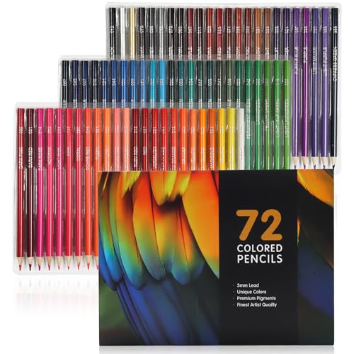 WUFANC 72 Buntstifte für Erwachsene - Buntstifte Set mit Tragbarer Aufbewahrungsbox - 72 Stück Malstifte für Erwachsene für Kunstschule, Kunststudio von WUFANC