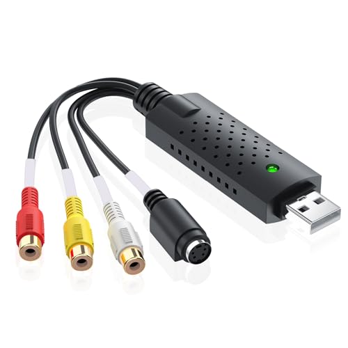 USB 2.0 Audio Video Grabber Konverter,Video-Formatwandler Capture Card mit USB 2.0 einschließlich VCR VHS DVD Video Rekorder für für Windows11/10/8/7/Mac von WUIOWPPIC