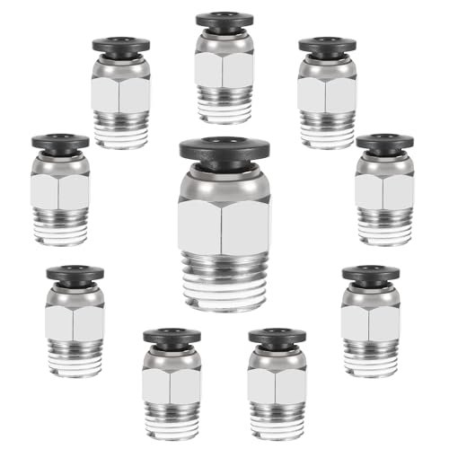 PC4-M10 Male Straight Pneumatic PTFE Tube Push in Quick Fitting Connector PC4-M10 Stecker Connector Pneumatischer Anschluss Schnellverbinder zum Einstecken für 3D-Drucker 10 Stück von WUISOLQP