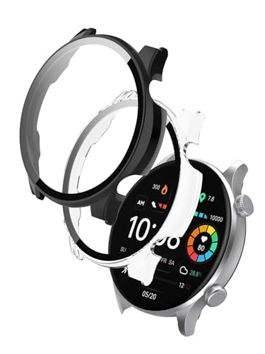 Haylou Solar Plus-RT3 (LS16) Smartwatch, WUNIAK Hart-PC-Displayschutzfolie für Haylou Solar Plus, RT3, 9H, gehärtetes Glas, ultradünn, vollständige Abdeckung, stoßfest, Stoßstange, 2 Stück von WUNIAK
