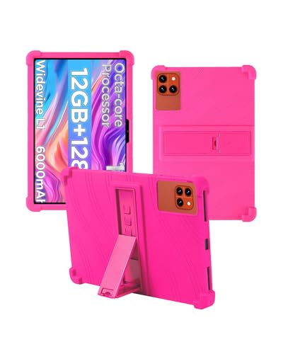 Schutzhülle für Callsky-Tab Ctab 10 Android 14 Tablet 25,7 cm (10,1 Zoll), stoßfest, leicht, mit Ständer, Gummihülle, kinderfreundlich, weiches Silikon, verstellbarer Ständer, Rosarot. von WUNIAK