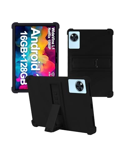 Schutzhülle für Doogee U11 Android 15 Tablets, 27,9 cm (11 Zoll) Tablet 2025, weiches Silikon, stoßfest, leicht, mit Ständer, kinderfreundlich, weiches Silikon, verstellbarer Ständer, Schwarz von WUNIAK